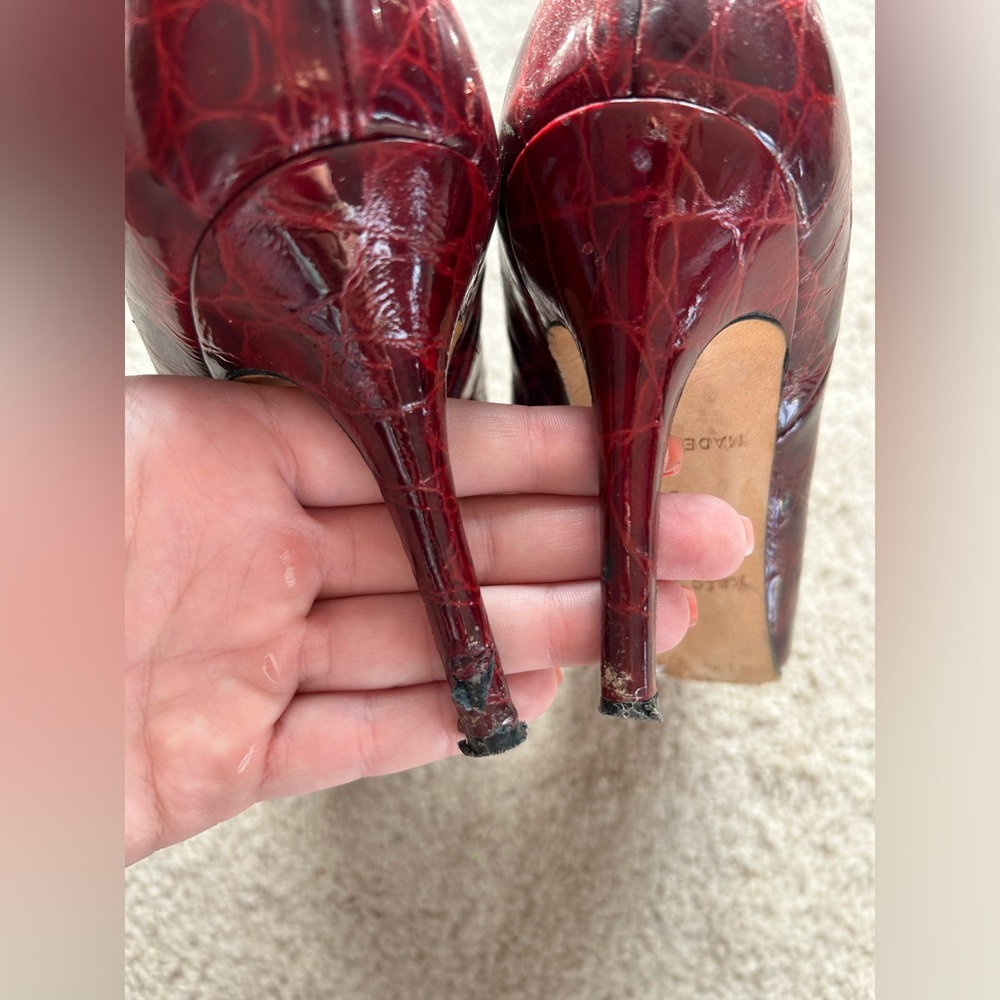 Kate Spade Katrina Burgundy Crocodile Alligator Boots - Picture 13 of 14